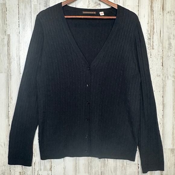 Uniqlo Cardigan Sweater XL Cable Knit Wool Cashmere Blend Academia Preppy EUC - Picture 1 of 8